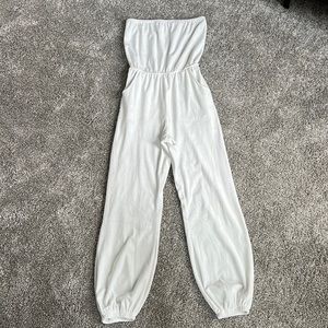 EMORY PARK White Velvet Jumpsuit